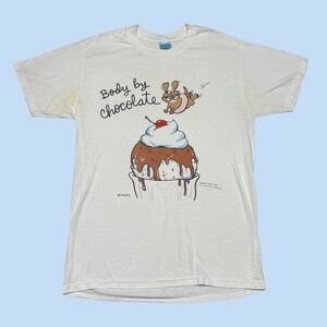Vintage Stedman Body by Chocolate Graphic T-Shirt White Mens Large USA Made
